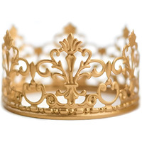 (Matted Golden) Vintage Crown Cake Topper Royal-Themed Baby Shower Decorations Princess And Prince Headpiece 3.9 X 2.3 Inch