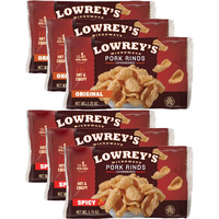 Lowreys Bacon Curls, Microwave Pork Rinds Variety Combo, Original & Hot & Spicy, 1.75 Oz (Pack Of 6)