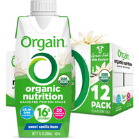 Orgain Organic Nutritional Protein Shake, Vanilla Bean - 16G Grass Fed Whey Protein, Meal Replacement, 20 Vitamins & Minerals, Fruits & Vegetables, Gluten Free, Non-Gmo, 11 Fl Oz (12 Pack)