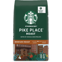 Starbucks Whole Bean Coffee, Medium Roast Coffee, Pike Place Roast, 100% Arabica, 1 Bag (18 Oz)