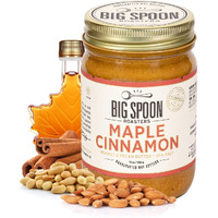 Big Spoon Roasters Maple Cinnamon Peanut & Pecan Butter - Low Sugar Peanut Butter - Creamy Peanut Butter W/Maple Syrup, Organic Peanuts & Pecans - Keto, Vegan, Palm Free Maple Nut Butter - 13 Ounces