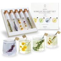 Kkokdam Tea Gift Set - Flower Tea Stick Variety Pack - Loose Leaf Tea, Blooming Tea Flowers, Korean Tea Set, Unique Tea Gifts, Fancy Tea Sets, Korean Gifts - 5 Count