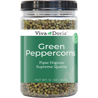 Viva Doria Green Peppercorns, Whole Green Pepper, Steam Sterilized,12 Oz (340 G), For Grinder Refills