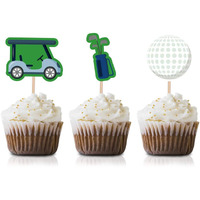 Golf Cupcake Toppers Picks, 24-Pack Birthday Or Retirement Party Supply Decorations