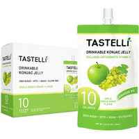 Tastelli Konjac Jelly: 10 Calories, Zero Sugar, Enhanced Collagen Drink + Vitamin C + Antioxidants, Perfect For Weight Management And Satisfying Cravings (Apple + Green Grape) - 150Ml X 10 Pouches