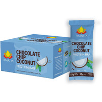 Amrita Chocolate Chip Coconut Vegan Protein Bars - Peanut/Dairy Free, Soy & Gluten Free -15G Plant Based Protein Bars, High Fiber Low Sugar Meal Replacement Bar, Breakfast Bars