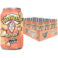Sour Fruity Soda With Classic Warheads Flavors - Perfectly Balanced Sweet And Sour Soda - Warheads Candy Throwback Treat, Soda, Cocktail Mixer, Pack Of 12, 12Oz Cans (Peach)