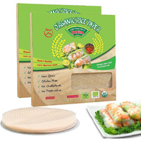 Tanisa 2 Packs, 76 Sheets Organic Spring Roll Rice Paper Wrapper For Fresh Roll (22Cm, Round, 12 Oz/Pack), Non Gmo, Gluten Free, Made In Vietnam, Banh Trang Goi Cuon