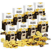 Maccabee Belgian Hanukkah Chocolate Gelt Coins Kosher Nut-Free Dairy Bright Gold (8 Boxes, Each Box Contains 24 Mesh Sacks)