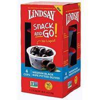 Lindsay Snack And Go! Medium Black Ripe Pitted Olives, Case Of 4 (16 Snack Cups)