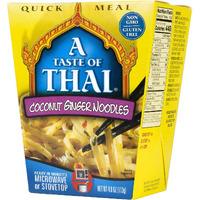 A Taste Of Thai Coconut Ginger Noodles - 4Oz Pack Of 6 Heat & Eat Instant Noodles Flavored With Classic Thai Spices | Gluten-Free | Ideal Vegan Meal | Perfect Side For Chicken Fish & Meat Entrees