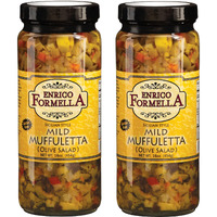 Enrico Formella Mild Muffuletta Salad - Gluten Free Italian Olive Mix - New Orleans Style Sandwich Spread (16 Oz) (2-Pack)