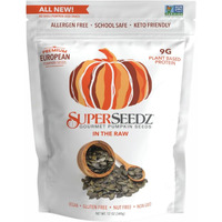 Superseedz Raw Pumpkin Seeds - Dry Roasted Pepitas, No Shell, Whole 30, Paleo, Vegan & Keto Friendly, 9G Plant Based Protein, Produced In Usa, Nut Free, Fresh Gluten Free Snack (12Oz)
