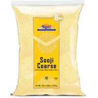 Rani Sooji Coarse (Farina, Suji, Rava, Rawa, Wheat Semolina) Flour 128Oz (8Lbs) 3.63Kg Bulk ~ All Natural | Vegan | Non-Gmo | Kosher | Indian Origin