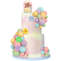 46Pcs Daisy Flower Cake Topper Mini Balls Cake Decorations Blue Pink Green Pearl Ball Cake Topper Cupcake Toppers Ball Cake Picks Diy Cake Insert Toppers For Birthday Baby Shower Wedding Party