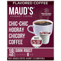 Maud's Chicory Dark Roast Coffee Pods, 18 Ct | Chic-Chic Hooray Chicory Coffee | 100% Arabica Dark Roast Coffee | Solar Energy Produced Recyclable Pods Compatible With Keurig K Cups Maker