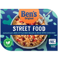 Ben's Original Street Food Jamaican Jerk Style Beans & Rice With Chicken, Prepared Entr  E, Microwave In 90 Seconds, 9 Oz (Pack Of 6)