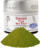 Gustus Vitae - Green Tea Sea Salt - Gourmet Infused Salt - Non Gmo Verified - Craft Seasoning - Magnetic Tin - Crafted In Small Batches - Hand Packed