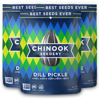 Chinook Seedery Roasted Sunflower Seeds - Jumbo Seeds Keto Snacks - Best For Snack Packs - Gluten Free, Non Gmo Snack Food Gifts - 4 Ounce (Pack Of 3) - Dill Pickle Flavor Pack