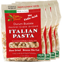 Papa Vince Whole Wheat Pasta - Non Enriched, No Bleached Made From Ancient Grains Grown In Sicily, Italy. No Funny Taste. Al Dente Texture Even If Reheated. Minimal Processing. Small Batch Production