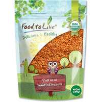 Food To Live Organic Red Split Lentils, 1 Pound - Non-Gmo, Masoor Dal, Dried, Vegan, Kosher, Bulk. No Soaking Required. Source Of Dietary Fiber, Vitamin B, Protein. For Soups, Dahl, Spicy Curries.