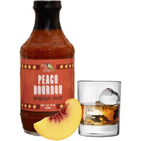 Green Jay Gourmet Bbq Sauce - Peach Bourbon - All-Natural Barbecue Sauce With Peaches, Gourmet Spices, Tomato Paste & More - Gourmet Barbecue Spread For Meats, Veggies & Other Foods - 19 Ounces