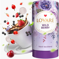 Lovare Wild Berry Loose Leaf Tea 80 G - Made In Ukraine - Black Tea, Cherry, Roses, Hawthorn Berries, Elderberry, Black Currant Berries, Strawberry - Gift Box With 15 Paper Filters