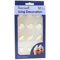 Oasis Supply Seashells And Starfish Sugar Decorations, Cupcake Toppers, 12 Count
