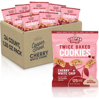 Cooper Street Italian Biscotti Cookies - Twice Baked Biscotti Style Cookie Biscuits In Delicious Cherry White Chunk Flavor | Crispy, Light And Healthy Cookies | Peanut & Dairy Free | 1.25Oz - 24 Pack