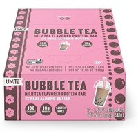 Unite Protein Bar, 10G Protein, 200 Calories, Bubble Tea Flavor, Real Ingredients, No Artificial Sweeteners Or Flavors, Gluten & Soy Free, High Protein, Women Owned, 1.59 Oz Bars (12 Pack)