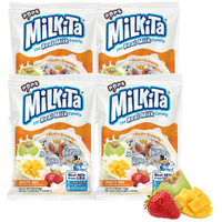 Milkita Creamy Shake Lollipop Pack Of 4, Gluten Free Chewy Candies With Calcium & Real Milk, Zero Trans Fat, Low-Sugar, Fruity Flavors (Strawberry, Honeydew, Mango), 40 Pcs