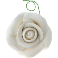 Global Sugar Art Tea Rose Sugar Cake Flowers, White, Medium With Wire,1.75 Inches, 12 Count By Chef Alan Tetreault
