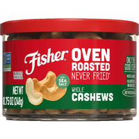 Fisher Snack Oven Roasted Never Fried, Sea Salt Whole Cashews, 8.75 Ounce