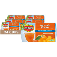 Del Monte Mandarin Oranges Fruit Cup Snacks In Naturally Sweetened Water, No Sugar Added, 24 Pack, 4 Oz