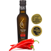 Pellas Nature, Organic Red Hot Pepper Infused Greek Extra Virgin Olive Oil, Food Topper, Award Winning, 8.5 Oz (250 Ml) Glass Bottle