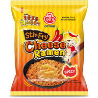 Ottogi Spicy Stir Fry Cheese Ramen, Korean Style Instant Noodle, Deliciously Cheesy And Spicy, 4.95Oz X 4 Pack