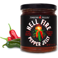Jenkins Jellies Hell Fire Hot Pepper Jelly - Sweet & Spicy Jalapeo Jelly - Gluten Free, Vegan Pepper Jam - Use As A Glaze, Dipping Sauce, Or Dessert Topping - All Natural & Usa Made - 11 Ounces
