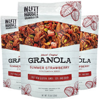 Nuthouse! Granola Company - Premium Summer Strawberry Granola | Certified Gluten-Free, Non-Gmo, Kosher | Vegan, Soy-Free | 11.5 Oz. Bag (3-Pack)