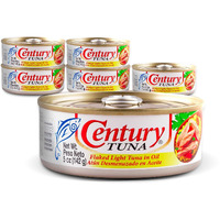 Century Tuna Premium Flaked Light Tuna In Oil - Six (6) 5 Oz. Cans - 100% Hand-Flaked (Not Machine-Processed), Slow-Cooked Tuna; High In Protein