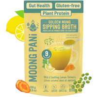 Sprouted Mung Sipping Broth | Mild & Soothing With Lemon & Turmeric | Plant Protein | Vegan Soup Powder | 100% Natural | Gluten-Free, Soy-Free | Keto-Friendly | Instant | Ayurvedic | 9 Servings