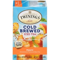Twinings Peach Cold Brewed Iced Tea Bags, 20 Count (Pack Of 6), Unsweetned Flavoured Black Tea, Caffeinated
