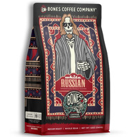 Bones Coffee Company White Russian Ground Coffee Beans, Low Acid Flavored Coffee, Made With Arabica Coffee Beans, Medium Roast Gourmet Coffee (12 Oz)