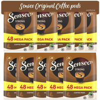Senseo Strong Dark Roast Coffee Pods, 48 Count (Pack Of 10) - Single Serve Coffee Pods Bulk Pack For Senseo Coffee Machine - Compostable Coffee Pods For Hot Or Iced Coffee, Cold Brew Coffee