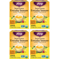 Yogi Tea Sweet Lemon Everyday Immune Tea - 16 Tea Bags Per Pack (4 Packs) - Daily Immune Support Tea - Delicious Lemon Tea Bags - Includes Tulsi, Lemongrass, Rose Hip, Lemon Peel & More