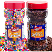 Lieber's Rainbow & Chocolate Sprinkles Bundle Pack | Tasty Colorful & Chocolatey Jimmies Are A Great Dessert Topping For Cooking, Baking & Decorating Ice Cream | 10 Ounces