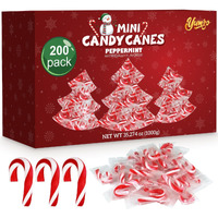 Christmas Mini Candy Canes Classic Red & White Peppermint Flavor For Holiday Family Indulgement - Small Candy Canes Individually Wrapped For Kids & Adults, Great Candy Cane Gift Set - 200 Pack