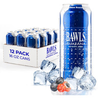 Bawls Guarana Original, Bawls Guarana Drink, Guarana Soda, Guarana Fueled Soda For Energy, High Energy Caffeinated Drink, 16Oz 12 Pack Cans
