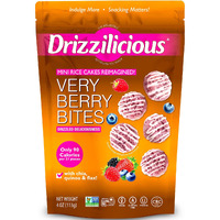 Drizzilicious Mini Rice Cakes Very Berry - Rice Crisps, Healthy Snack For Adults And Kids, Flavored Rice Cakes, Vegan, Gluten Free, Allergen Free, Only 90 Calories Per Serving - 4 Oz (Pack Of 6)
