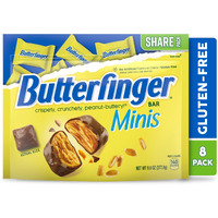 Butterfinger, 8 Count, Chocolatey, Peanut-Buttery, Mini Size Individually Wrapped Candy Bars, Halloween Candy, 9.8 Oz Each