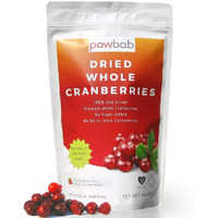 Powbab Dried Cranberries Unsweetened - 100% Usa Grown Organic Dried Cranberries. No Sugar Added, No Oil, No Apple Juice Concentrate Infused, No Sulfites. Dried Fruit. Not Sweetened Or Reduced (2.9 Oz)